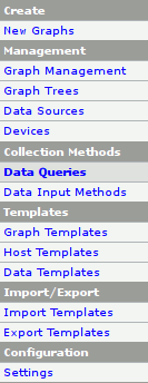 Figure depicting Cacti main menu