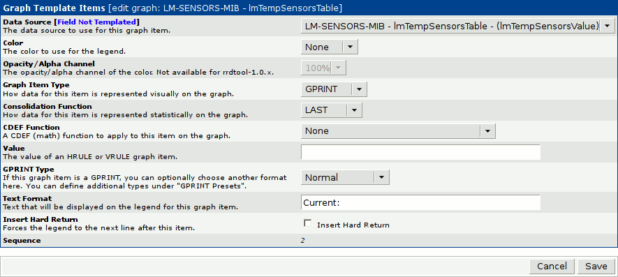 Figure depicting Creating a new Graph Template text Item